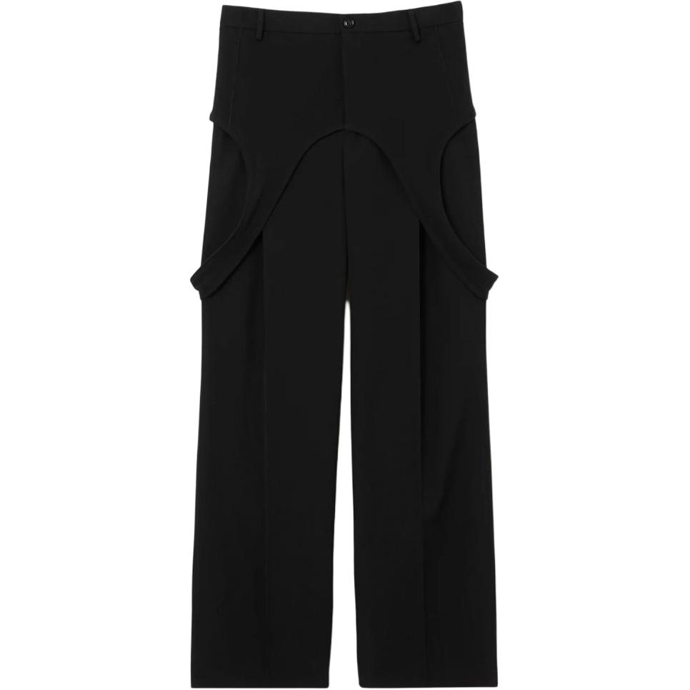 Burberry FW23  Black Solid Color Mid-Rise Wide-Leg Casual Pants. 80701671