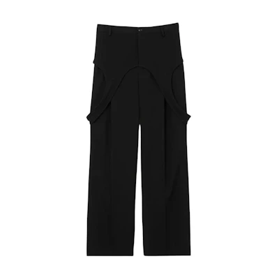 Burberry FW23 Black Solid Color Mid-Rise Wide-Leg Casual Pants. 80701671