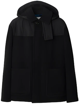 Burberry FW23 黑色素色雙排釦連帽短大衣 80835361 Buy Burberry FW23 黑色素色雙排釦連帽短大衣 80835361