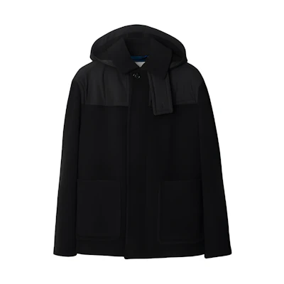 Burberry FW23 Black Solid Color Toggle Hooded Short Coat. 80835361