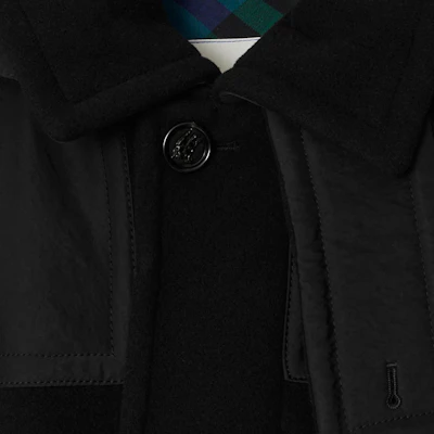 Burberry FW23 黑色素色雙排釦連帽短大衣 80835361 Cheap Burberry FW23 黑色素色雙排釦連帽短大衣 80835361