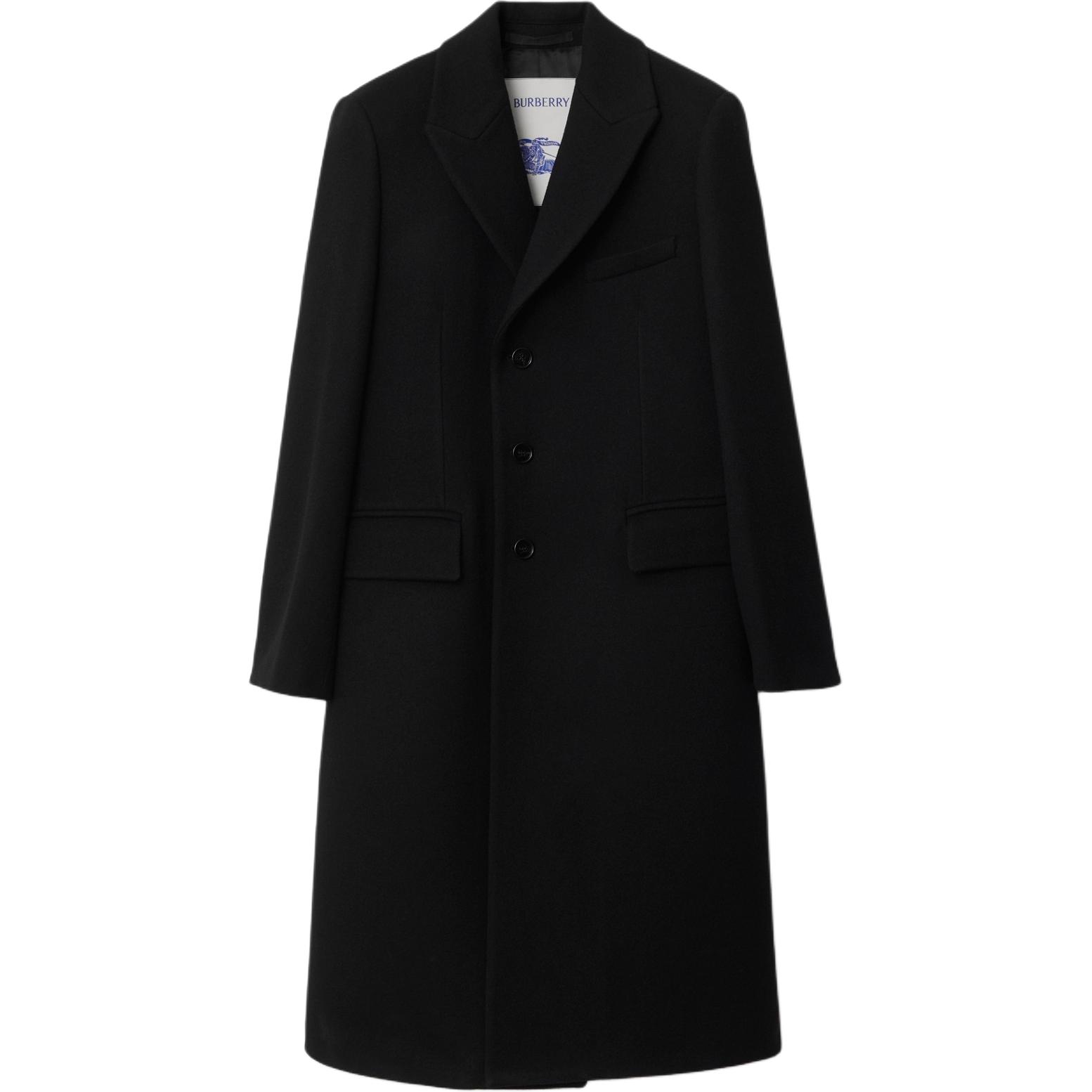 Burberry FW23  Black Solid Mid-Length Single-Breasted Coat 80771791