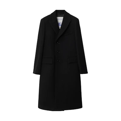 Burberry FW23 Black Solid Mid-Length Single-Breasted Coat 80771791