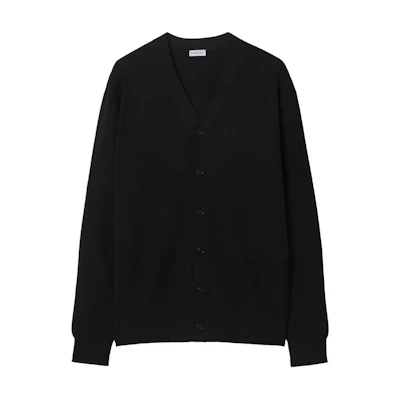 Burberry FW23 Black Solid V-Neck Button-Up Knit Cardigan Sweater. 80831781