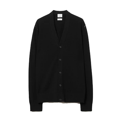 Burberry FW23 Black Solid V-Neck Button-Up Knitted Cardigan 80721101