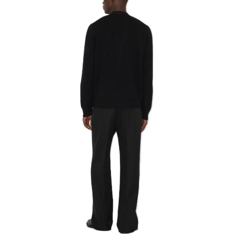 Shop Burberry FW23 Kardigan Hitam V-Neck Berbutang Rajutan Button-Up 80721101