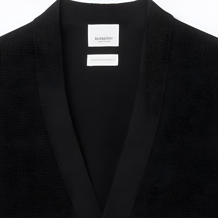 Details for Burberry FW23 Kardigan Hitam V-Neck Berbutang Rajutan Button-Up 80721101