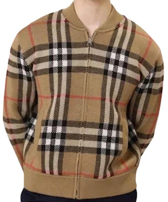 Burberry FW23 Brown Check Print Full-Zip Cardigan Sweater. 80911641 Purchase Burberry FW23 Brown Check Print Full-Zip Cardigan Sweater. 80911641