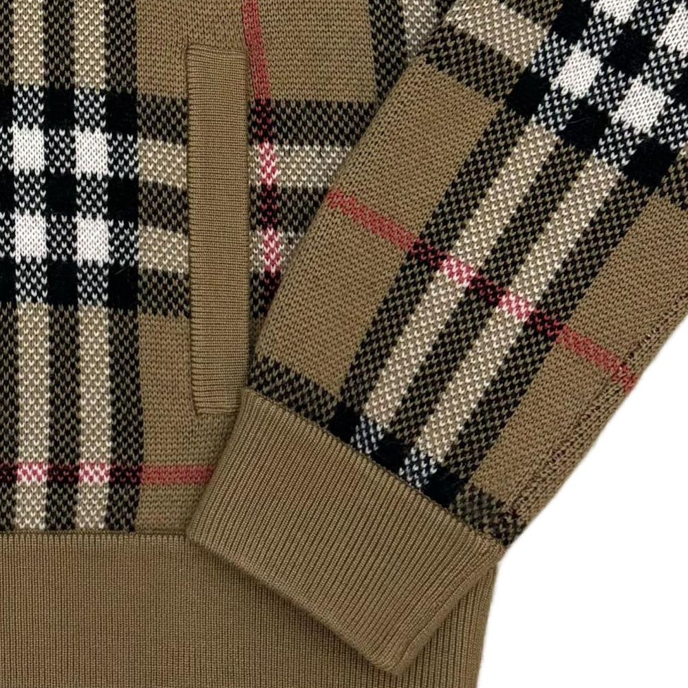 Cheap Burberry FW23 棕色格紋拉鍊開衫針織毛衣. 80911641