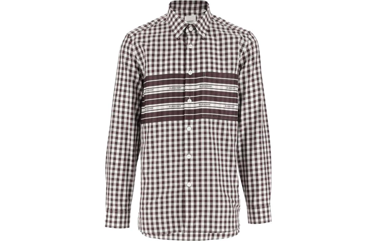Buy Burberry FW23  Brown Check Print Long Sleeve Casual Button-Up Shirt. 80708671