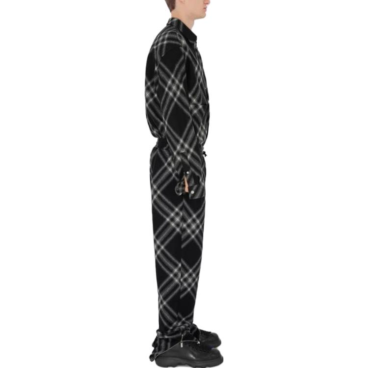 Purchase Burberry FW23 Pantalones Negros de Lana con Cordón a Cuadros Ajustables 80824251