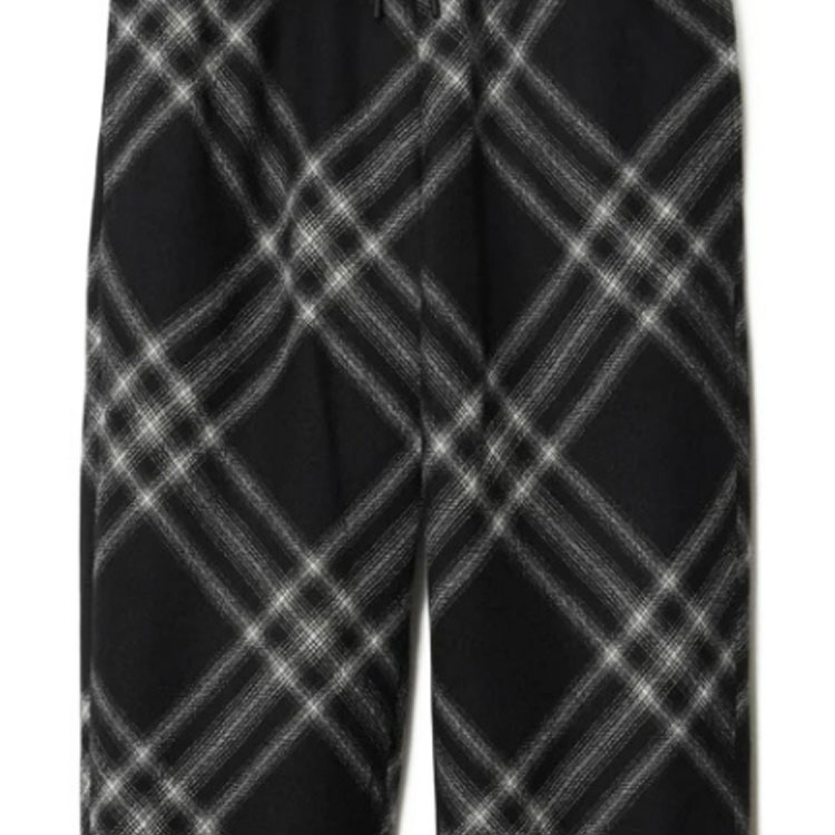 Sizing Burberry FW23 Pantalones Negros de Lana con Cordón a Cuadros Ajustables 80824251
