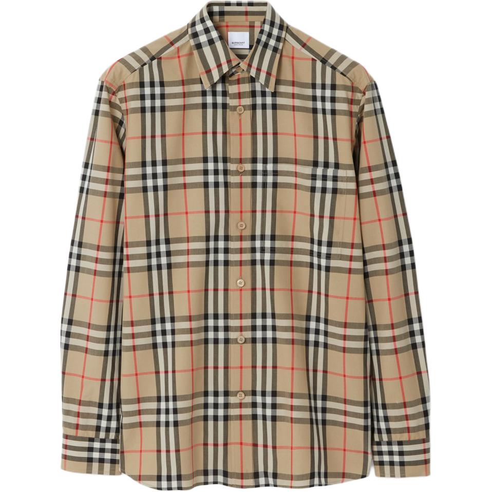 Burberry FW23  Classic Check Cotton Long Sleeve Shirt Beige 80705771