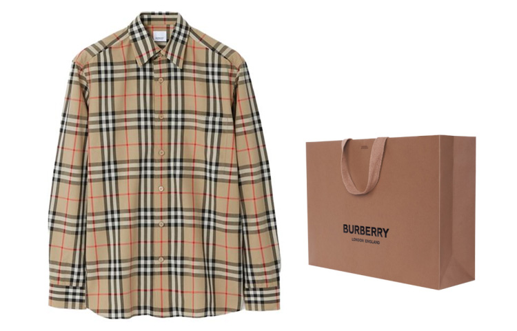 Lookbook Burberry FW23 Kemeja Lengan Panjang Kotak Klasik Beige 80705771