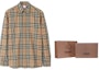 Shop Burberry FW23 經典格紋棉質長袖襯衫 米色 80705771