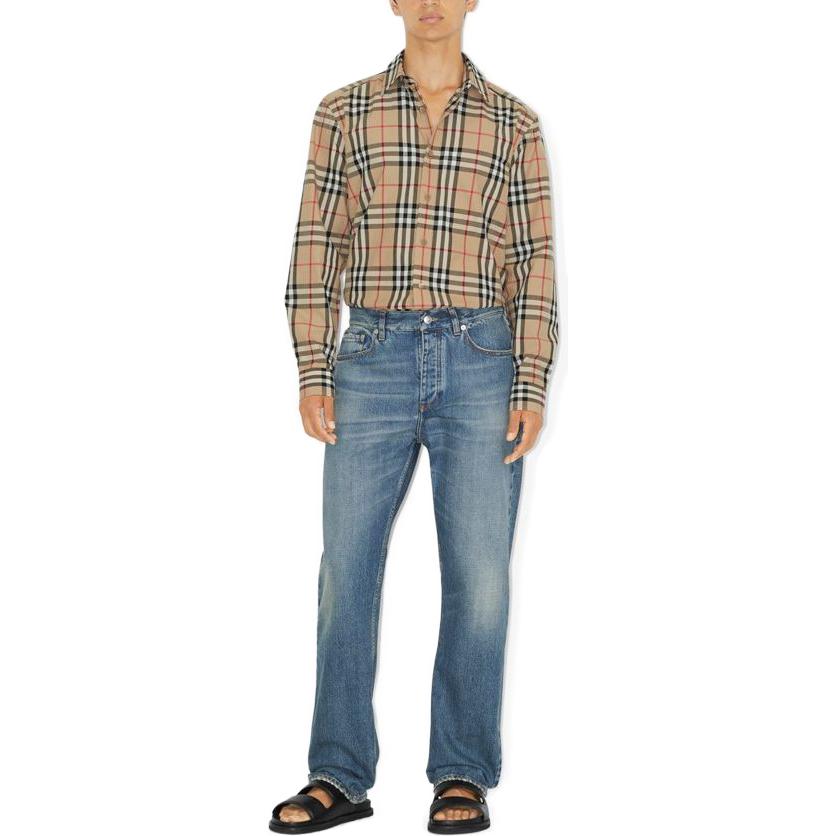 Purchase Burberry FW23 Kemeja Lengan Panjang Kotak Klasik Beige 80705771