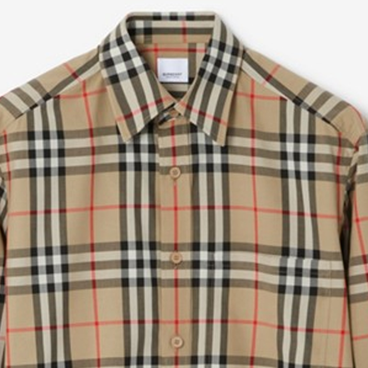 Cheap Burberry FW23 Kemeja Lengan Panjang Kotak Klasik Beige 80705771