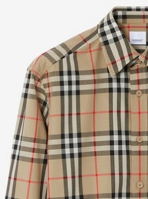 Burberry FW23 經典格紋棉質長袖襯衫 米色 80705771 1