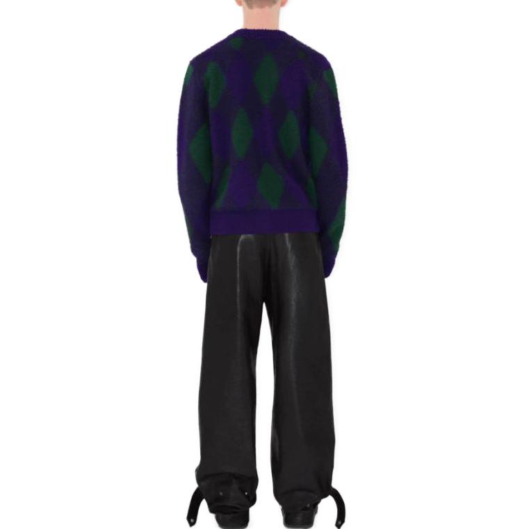 Purchase 博柏利 FW23 菱形格纹V领长袖针织开衫皇家紫 80778301