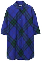 Burberry FW23 Embroidered Logo Plaid Short Sleeve Shirt in Knight Blue. 80829021 Burberry FW23 Embroidered Logo Plaid Short Sleeve Shirt in Knight Blue. 80829021