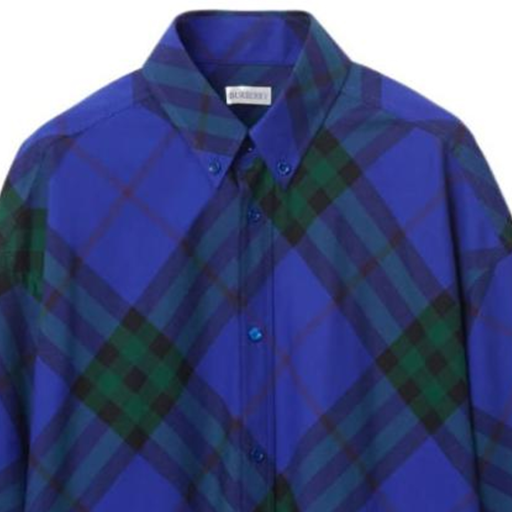 Sizing 博柏利 FW23 刺绣徽标骑士蓝格纹短袖衬衫。 80829021