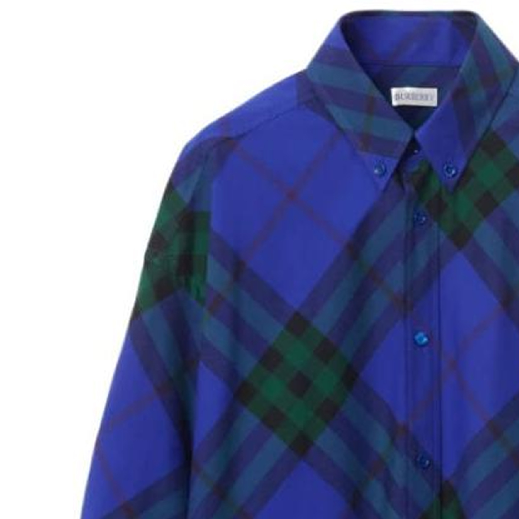 Cheap 博柏利 FW23 刺绣徽标骑士蓝格纹短袖衬衫。 80829021