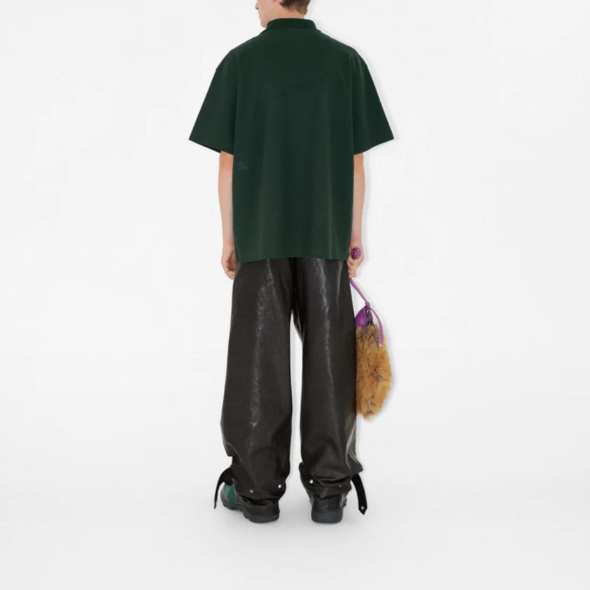 Burberry FW23  Green Cotton Slim Fit Polo Shirt Short Sleeve Pullover. 80778701 圖 5