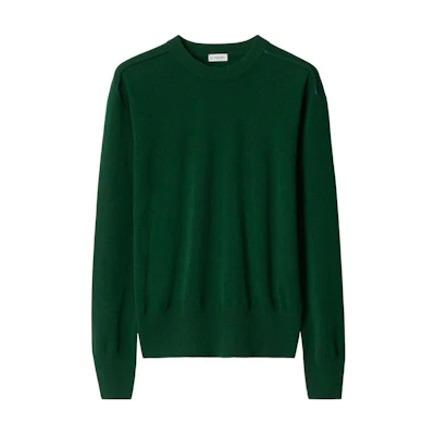 Burberry FW23 Green Solid Color Crewneck Pullover Sweater 80813831