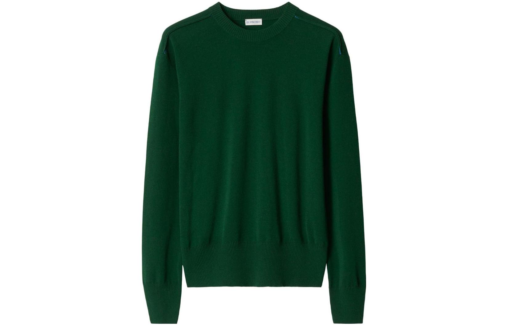 Order Burberry FW23  Green Solid Color Crewneck Pullover Sweater 80813831