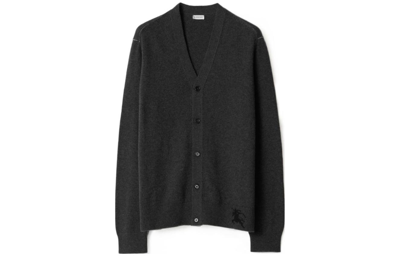 Order Burberry FW23 Cárdigan Suéter Gris de Punto Cuello V Manga Larga. 80811591