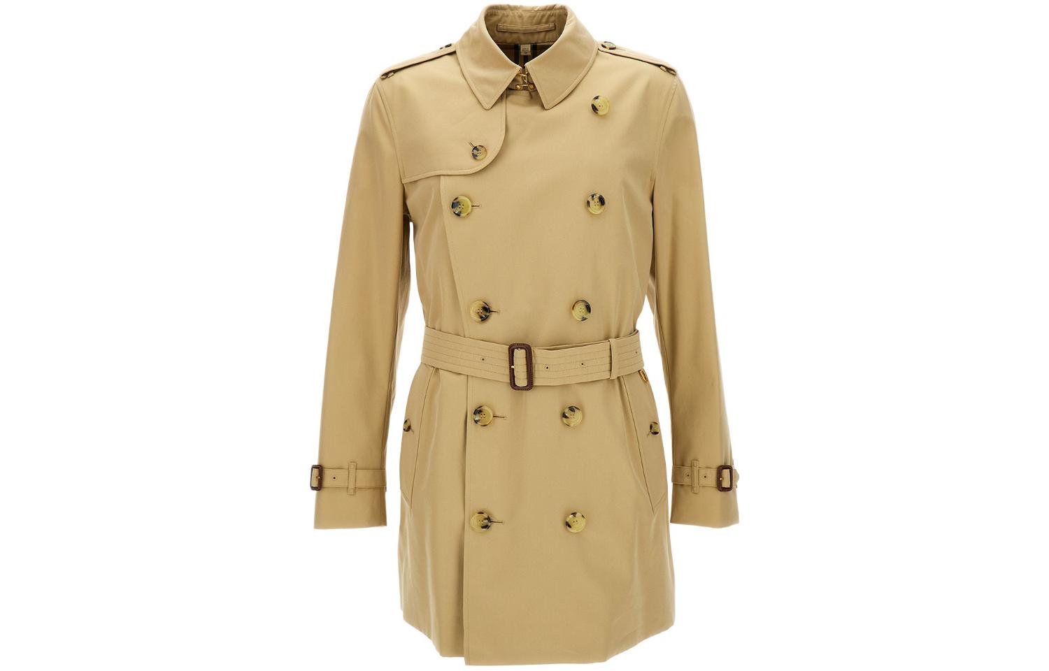 Burberry FW23  Khaki Double-Breasted Short Trench Coat. 80793901