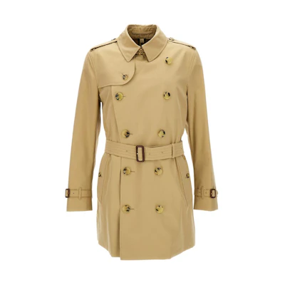 Burberry FW23 Khaki Double-Breasted Short Trench Coat. 80793901