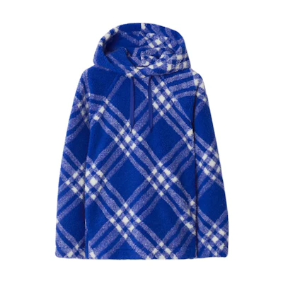 Burberry FW23 Knight Blue Plaid Hoodie Long Sleeve Pullover. 80775231