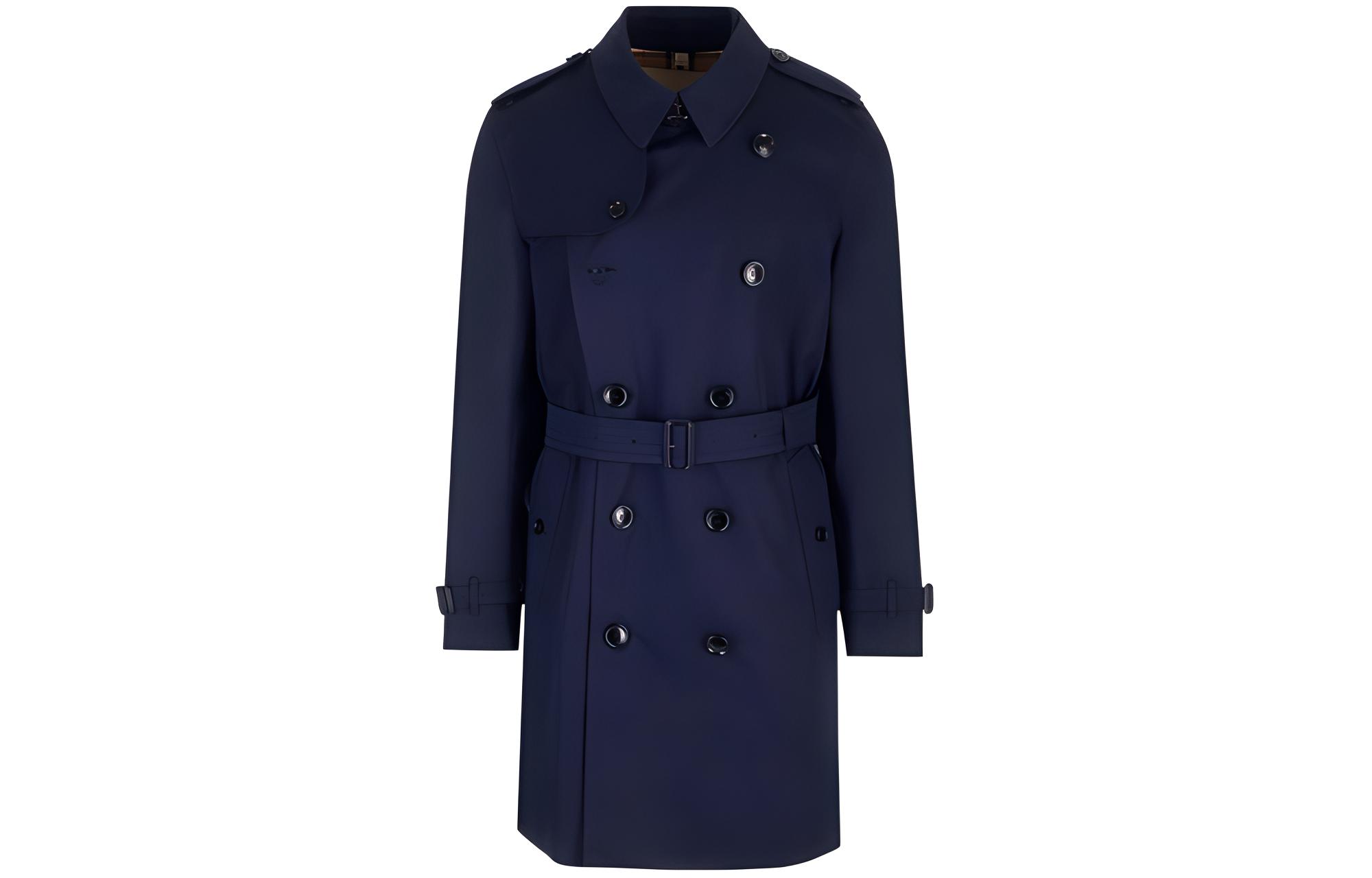 Burberry FW23  Navy Blue Double-Breasted Belted Trench Coat. 80793871