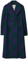 Order Burberry FW23 紫色羊毛雙排扣大衣 經典格紋拼接設計. 80766691