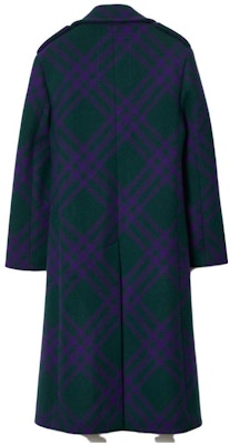 Burberry FW23 紫色羊毛雙排扣大衣 經典格紋拼接設計. 80766691 Lookbook Burberry FW23 紫色羊毛雙排扣大衣 經典格紋拼接設計. 80766691
