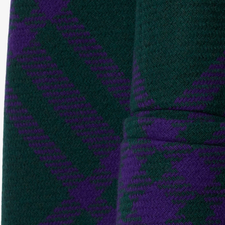 Sizing Burberry FW23 紫色羊毛雙排扣大衣 經典格紋拼接設計. 80766691