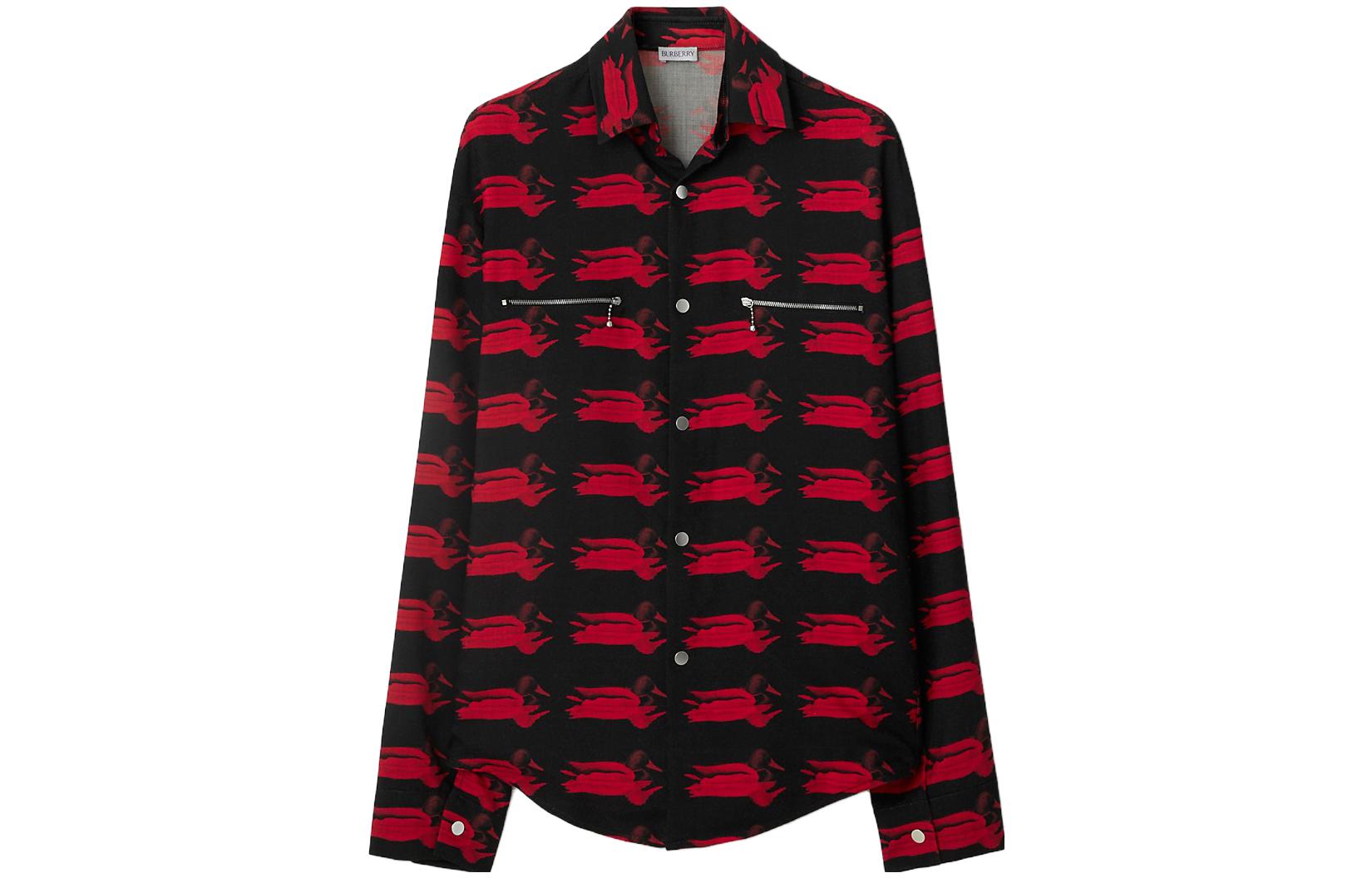 Buy Burberry FW23  Red Printed Long-Sleeve Casual Shirt 80778471