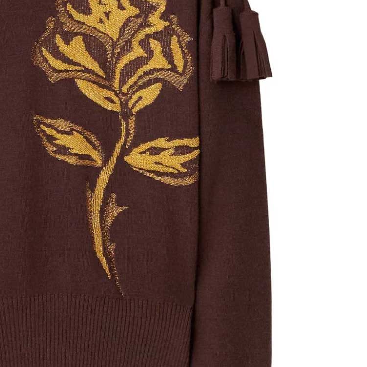 Details for Burberry 2023秋冬玫瑰毛衣巧克力棕色针织款 80758271