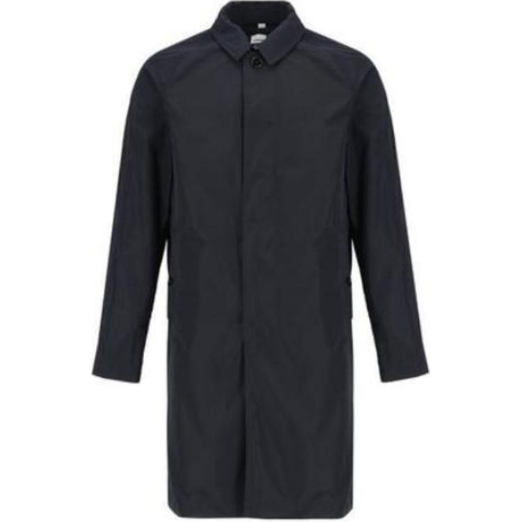 Burberry FW23  Solid-Colored Mid-Length Trench Coat in Navy Blue. 80678541