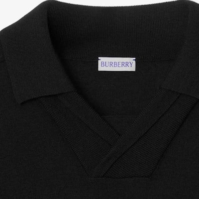 バーバリー FW23 ソリッドブラック ニット 半袖ポロシャツ. 80831801 Sizing バーバリー FW23 ソリッドブラック ニット 半袖ポロシャツ. 80831801