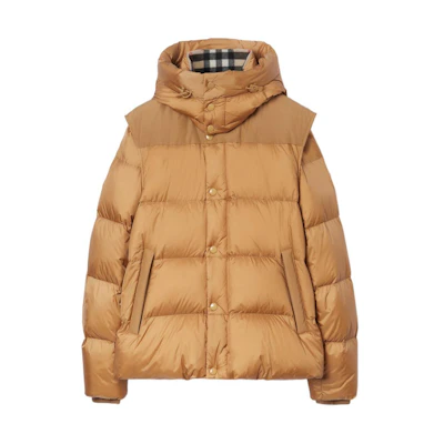Burberry FW23 Solid Color Detachable Hooded Down Jacket Beige 80839721