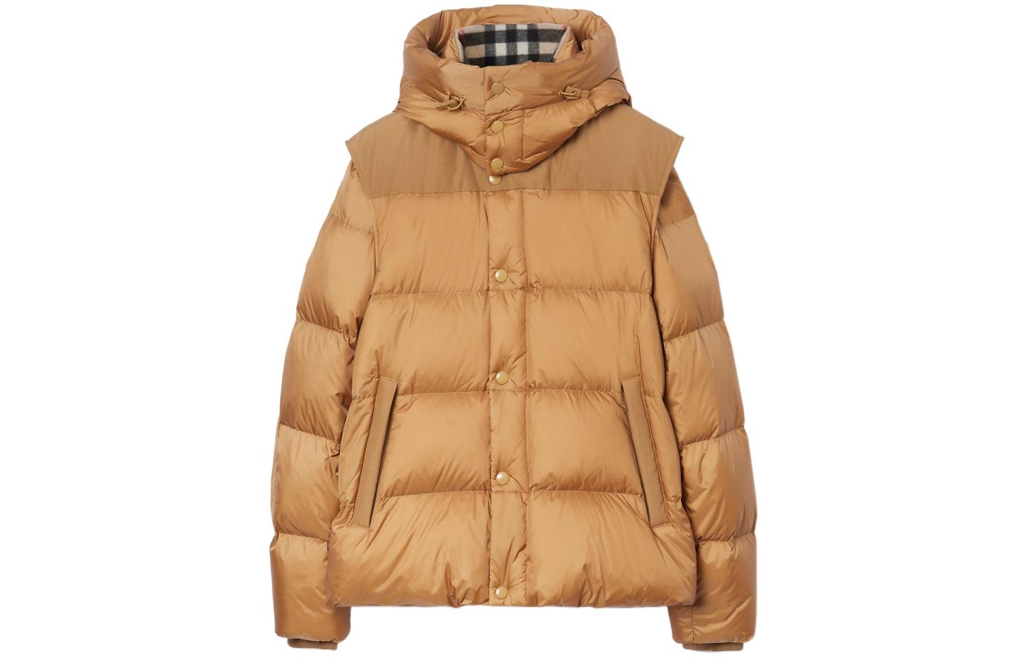 Order バーバリー FW23 ソリッドカラー 着脱フード ダウンジャケット ベージュ 80839721