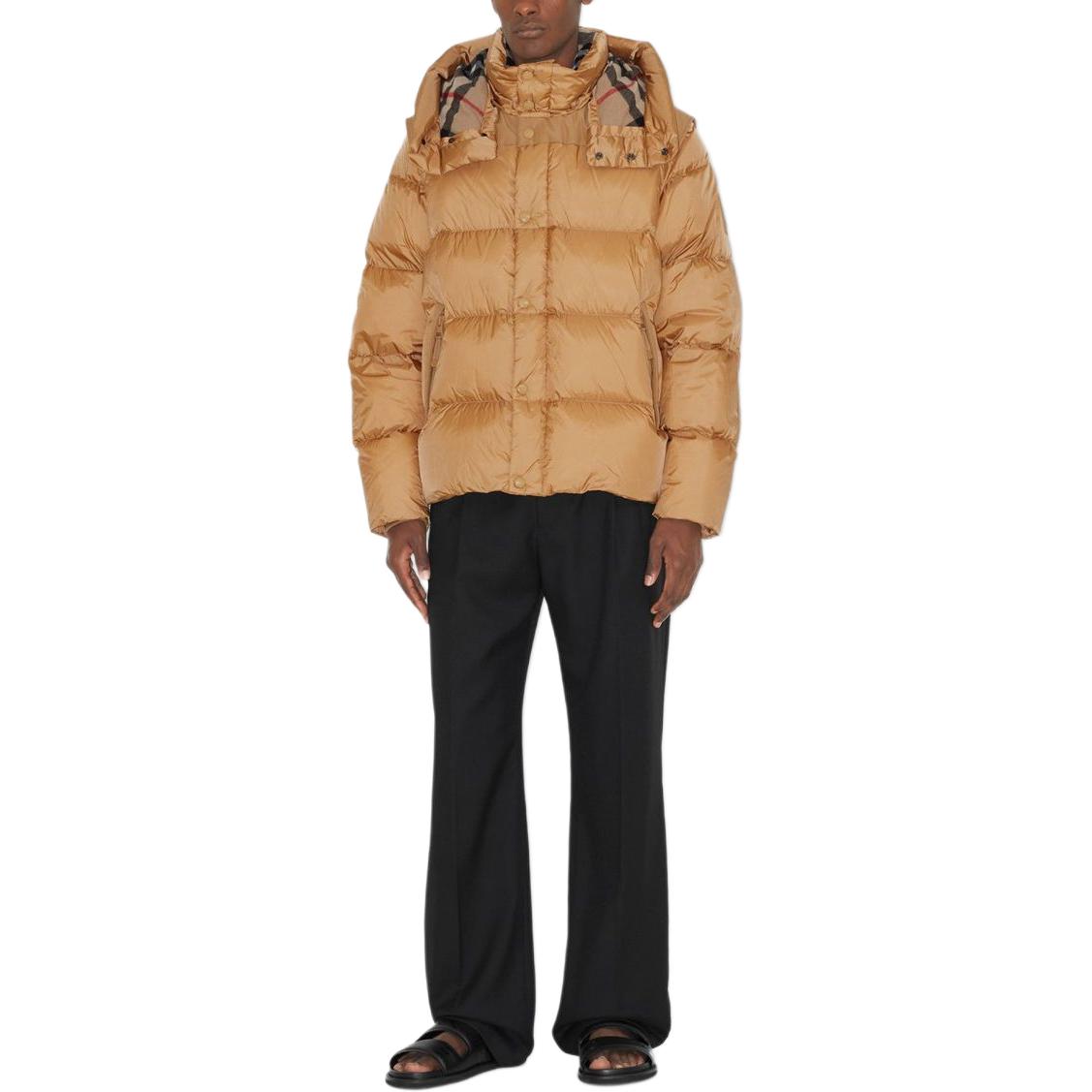 Lookbook バーバリー FW23 ソリッドカラー 着脱フード ダウンジャケット ベージュ 80839721