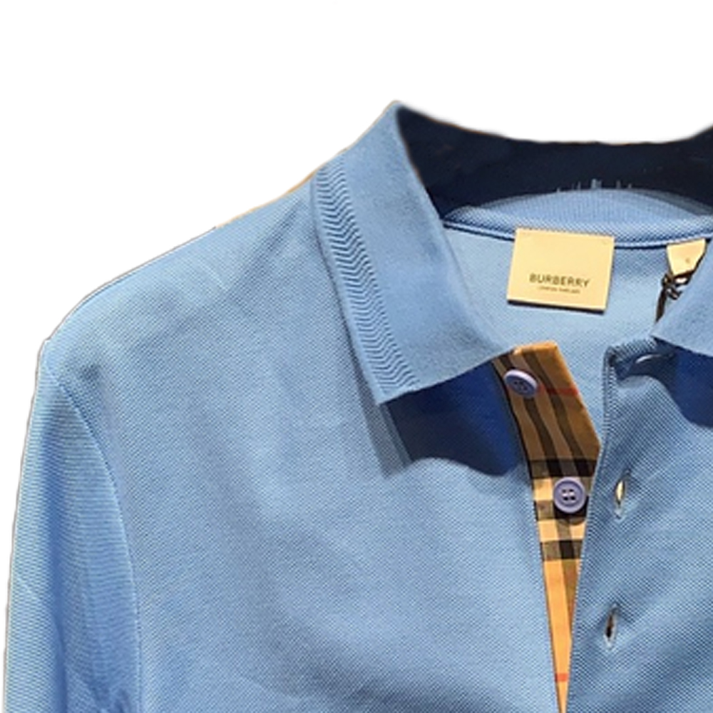 Lookbook Burberry FW23  Solid Color Logo Embroidered Long Sleeve Polo Shirt Blue 80754871