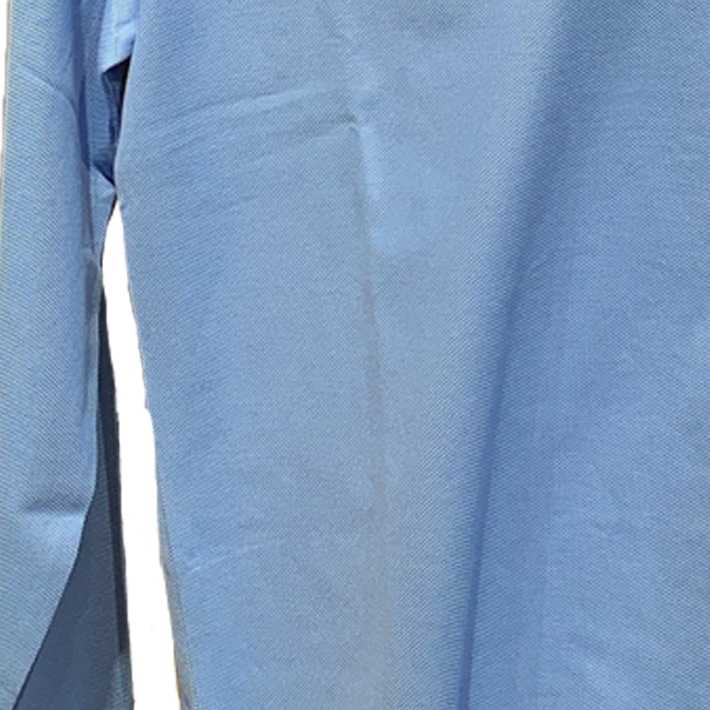 Shop Burberry FW23  Solid Color Logo Embroidered Long Sleeve Polo Shirt Blue 80754871