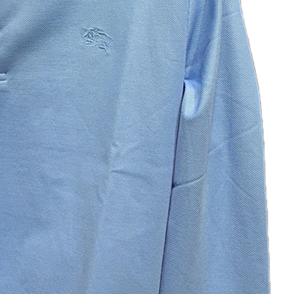 Sizing Burberry FW23  Solid Color Logo Embroidered Long Sleeve Polo Shirt Blue 80754871