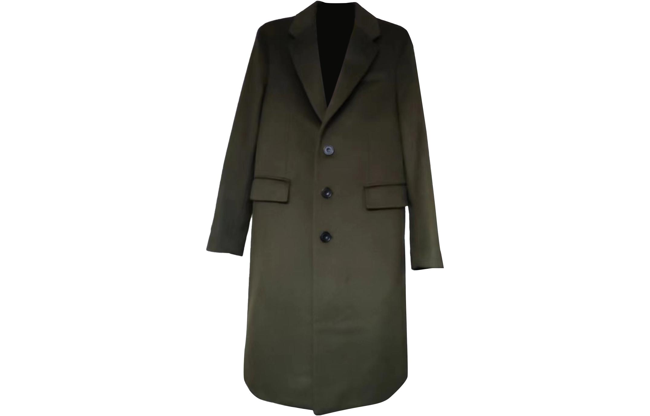 Burberry FW23  Solid Color Single-Breasted Long Sleeve Coat - Dark Olive. 80469761