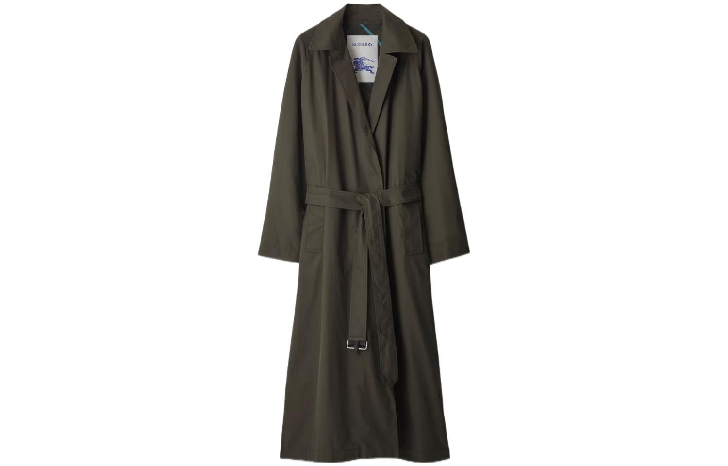 Burberry FW23  Solid Double-Sided Belted Long Sleeve Trench Coat in Otter Brown. 80787521