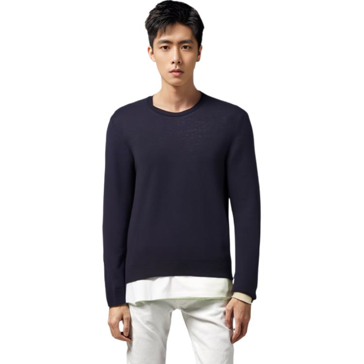 Shop Burberry FW23 Suéter de Punto Holgado a Rayas Cuello Redondo - Azul Oscuro 40200441